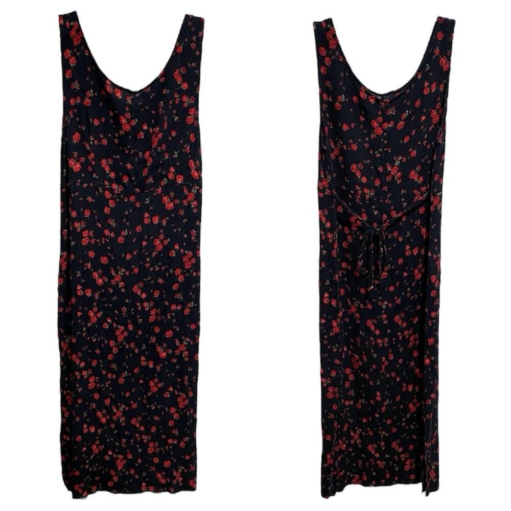 Vintage 90s Fairy Grunge Dress Barn Rose Floral Midi Dress 8 Petite Sleeveless